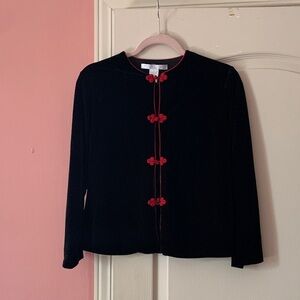 Vintage August Silk Frog closure velvet jacket